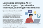 بهرهگیری از هوش مصنوعی مولد برای حمایت از دانشجویان: فرصتها، چالشها و ملاحظات طراحی